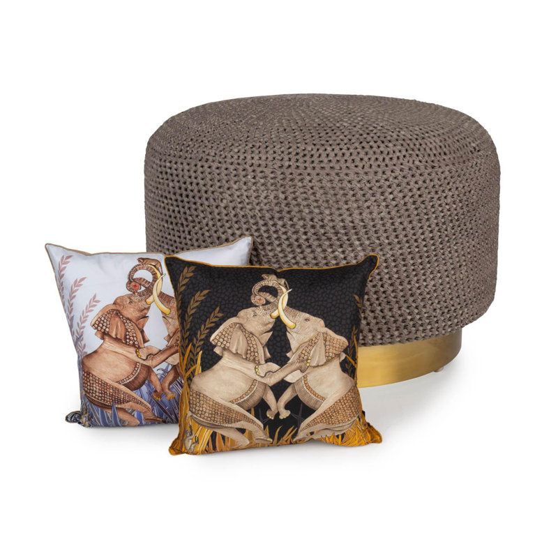 Ardmore 'Dancing Elephants' Silk Pillow, Moonlight