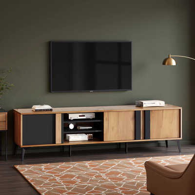 Mid-Century Modern TV Stand With Cabinets, TV Unit For Tvs Up To 80 Inches, Brown