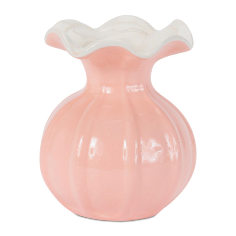 Vase côtelé à volants (ensemble de 2), H 5,25 po, Rose