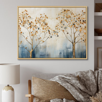 Harmonie des arbres dorés et bleus II sur toile