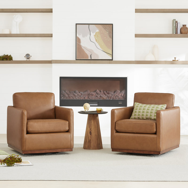 Fauteuil Benten, Cuir véritable brun