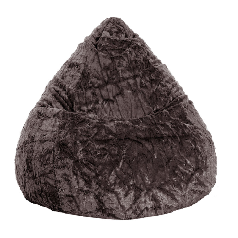 Fluffy Bean Bag Chair & Lounger, Charcoal Faux Fur Polyester
