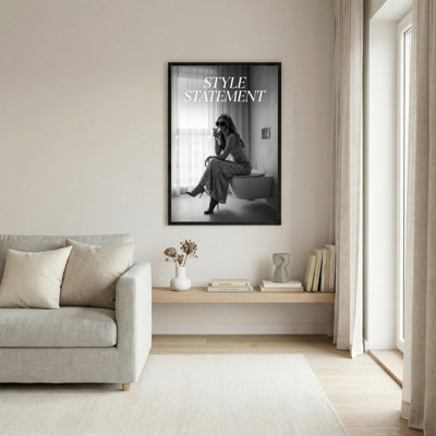 Style Statement Black And White Fashion Portrait Canvas Wrapped Wall Art Set Of 1