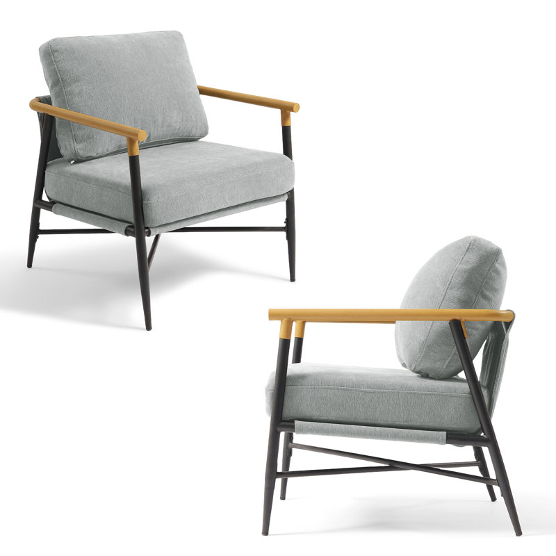 Fauteuil d'appoint Dajauna, Chenille gris pâle