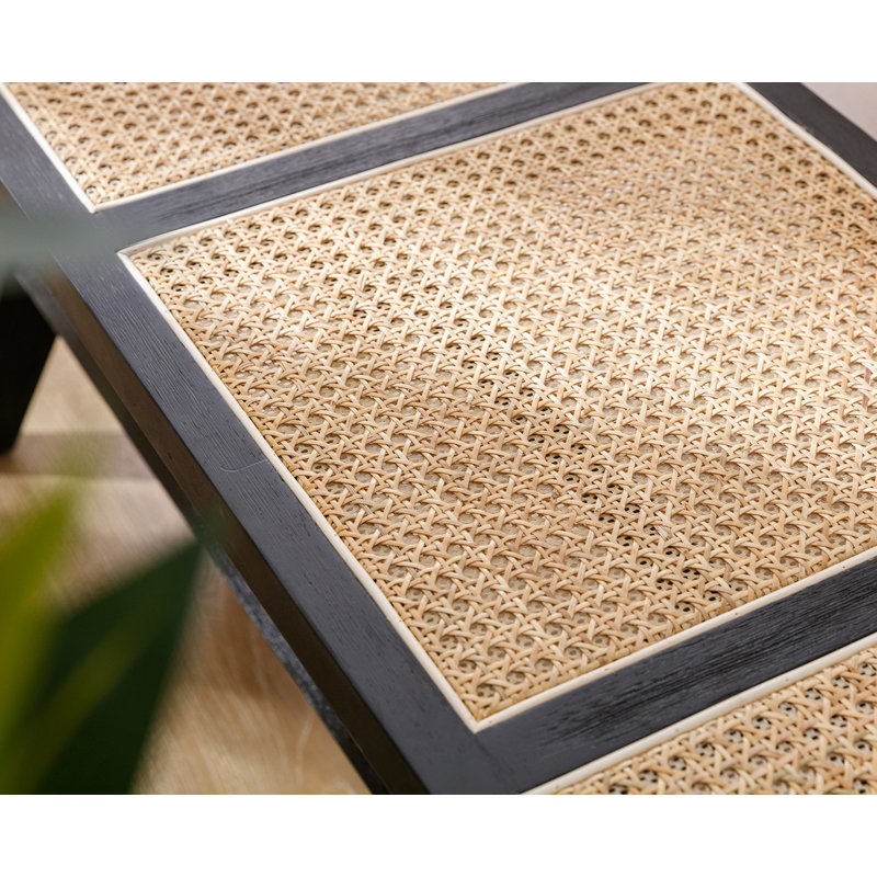 Tavione Upholstered Bench, Black, Black Wood