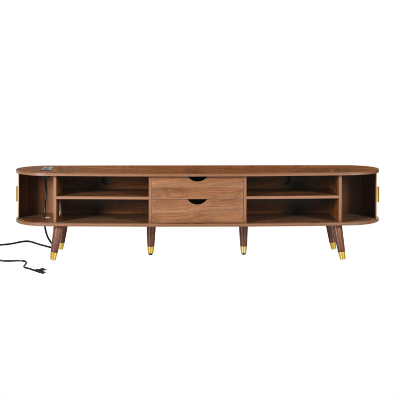 TV Stand With Charging Station, Walnut