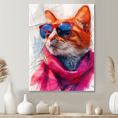 Chat curieux rose avec lunettes de soleil