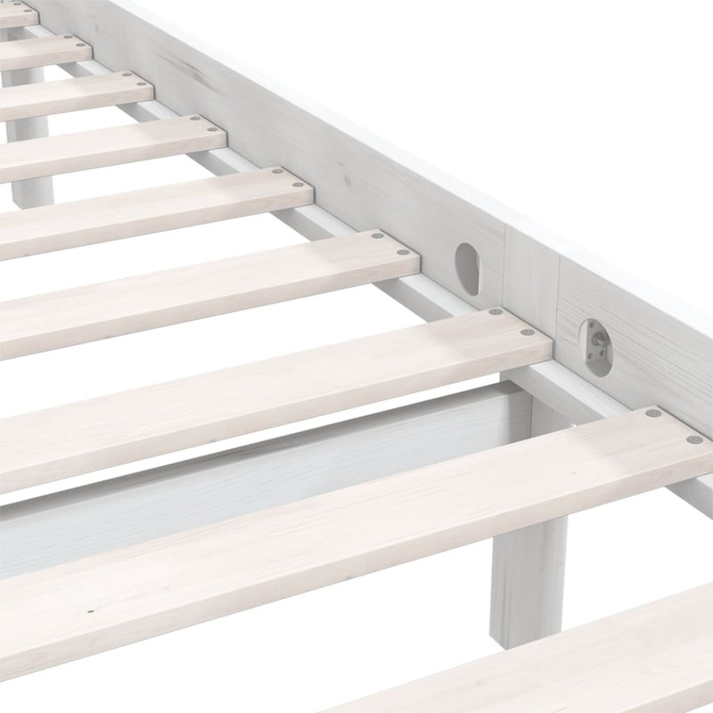 Deron Solid Wood Bed, Double (4'6), white