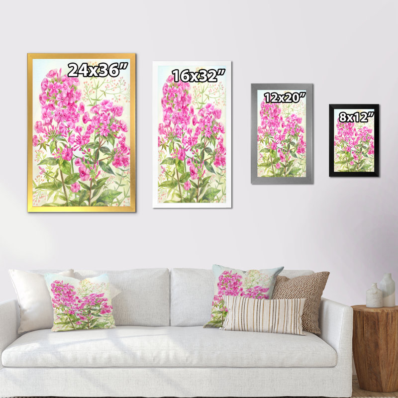 «Blossoming Pink Spring Flower», peinture sur toile, Cadre noir, H 20 po x l 12 po x P 1 po