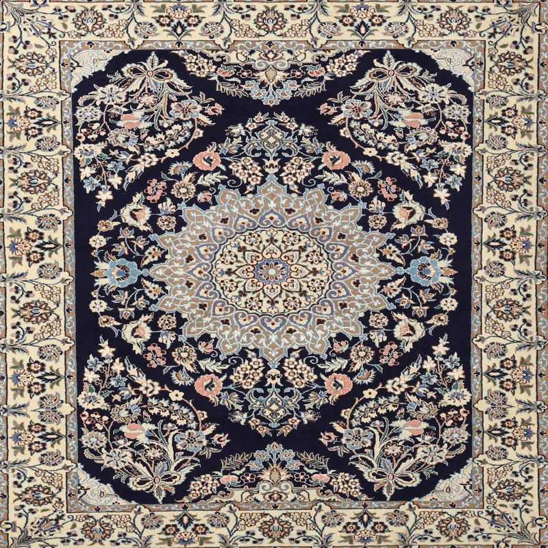 Noir/beige oriental Tapis décoratif déarlo, Carré 7 pi