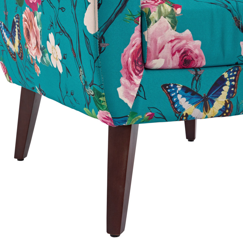 Fauteuil Davey, Mélange de lin bleu / rose