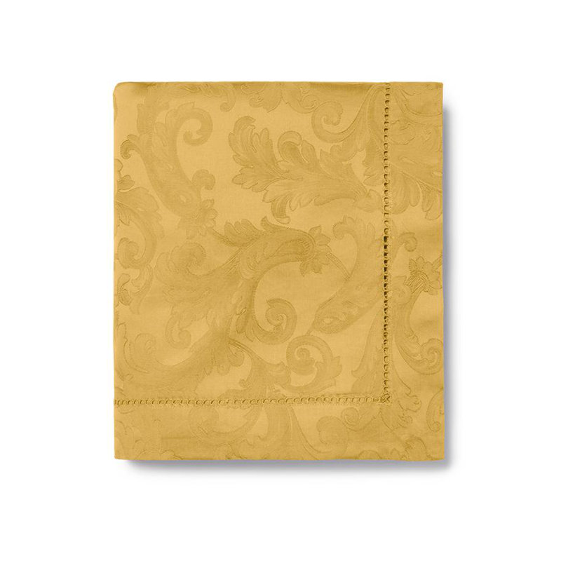 Acanthus Handmade Floral Tablecloth, 104" L x 104" W, Gold
