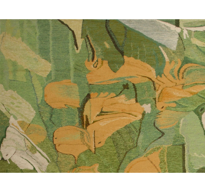 Abstract Area Rug in Green/Orange