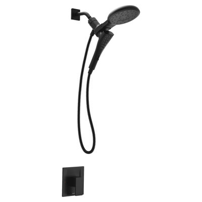 Moen Revyl Matte Black Single-Handle 6-Spray Tub and Shower Faucet with Valve, 7-Inch Showerhead and Magnetix Handheld Showerhead, 82772BL