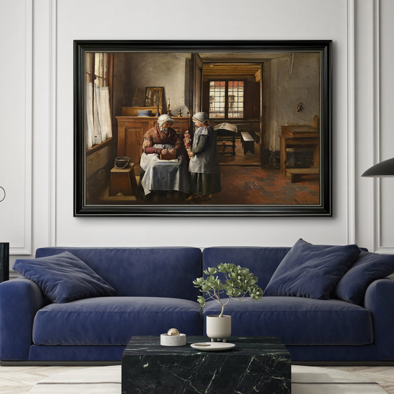 Grandmother's Feast, 1873 - Henri De Braekeleer - Toile encadrée sur mesure, 28 po x 40 po, Toile avec cadre