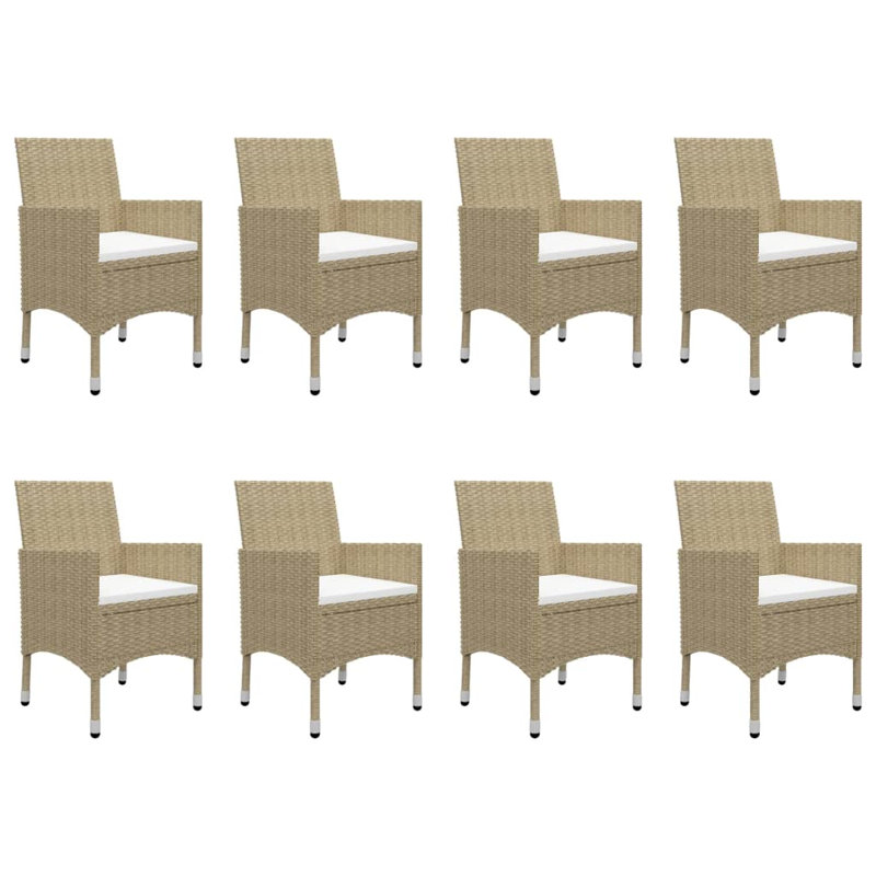 Table de salle à manger Vidaxl: brun, chaises: beige, coussins: blanc crème, Beige