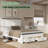 Farmhouse Wood Queen Platform Bed Frame with 52.2" Tall Headboard, Large Storage Drawers, Cream-340031371-340031477