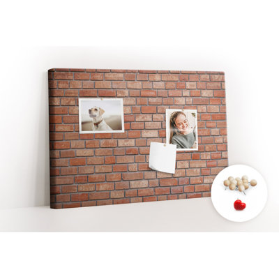 Wall Mounted cork board with print decorative wall message pin boards for office bulletin board ideas Brick wall texture