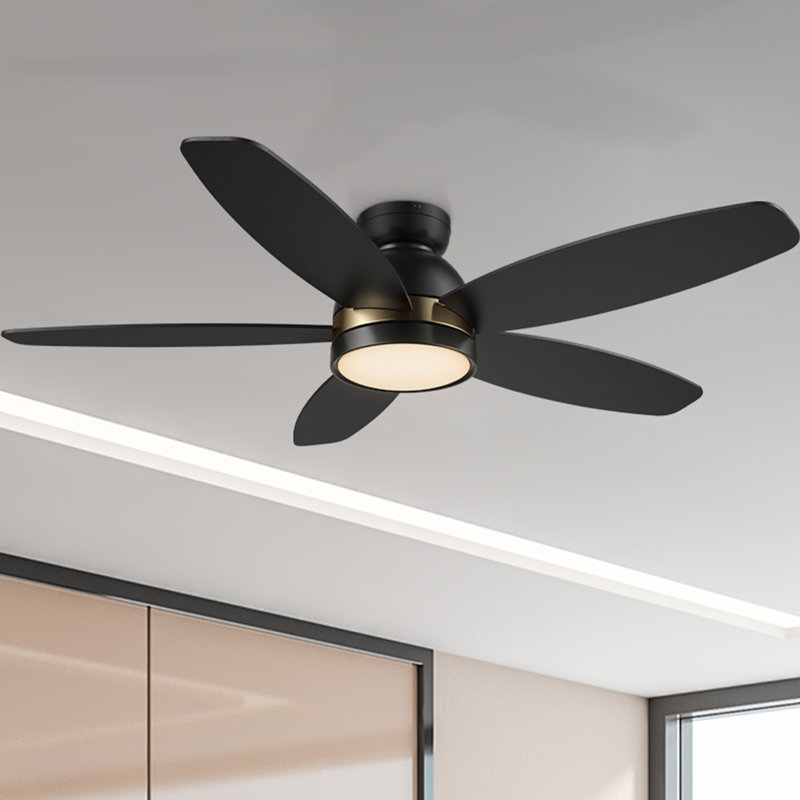 Ventilateur de plafond encastré 48 "avec lumière et télécommande Mintun, Noir