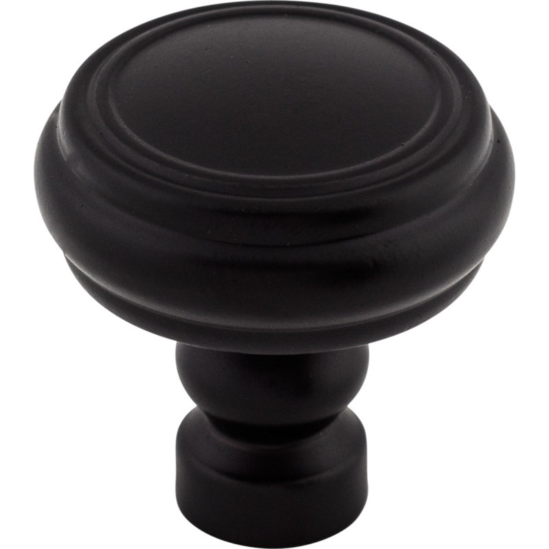 Brixton Rimmed 1 1/4" Diameter Round Knob, Flat Black