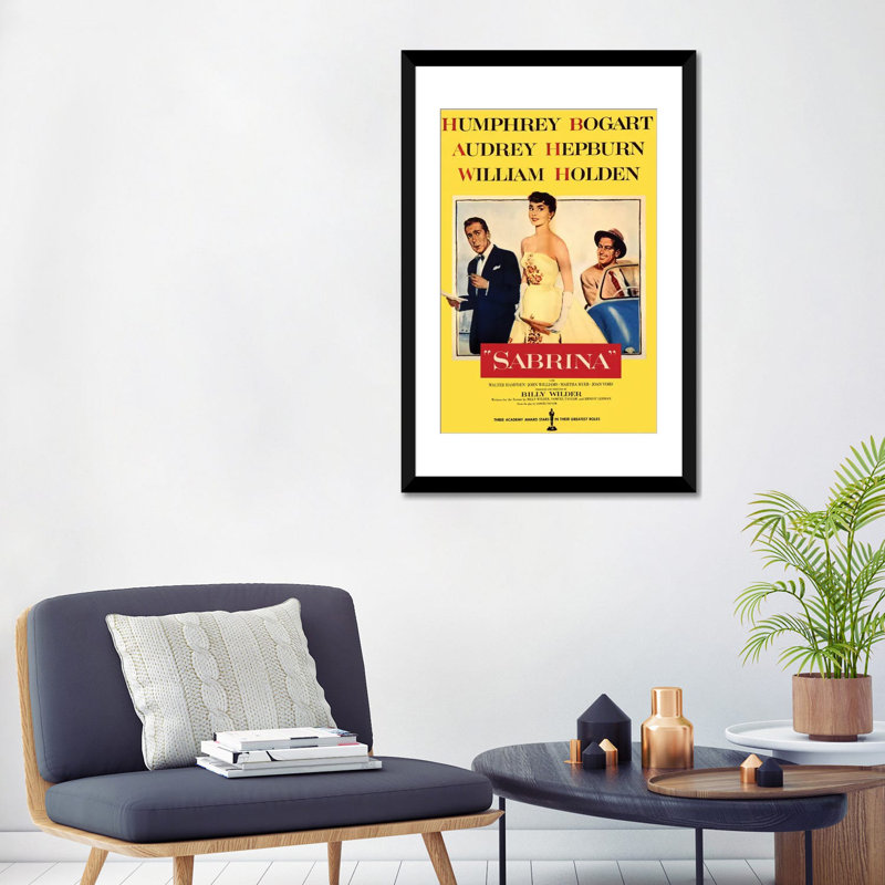 « sabrina film », affiche rétro sur toile, Papier d'art encadré noir, Blanc, H 32 po x l 24 po x P 1 po