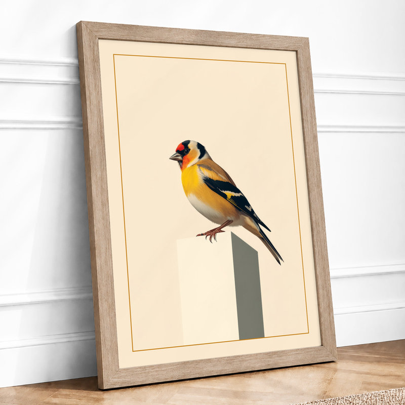 Songbird on Post Botanical - Framed Print, Oak, A3 - 42.0 x 29.7 cm