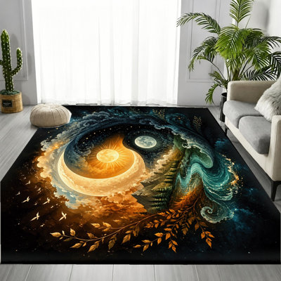 Tapis artistique artistique Yin Yang Sun Moon