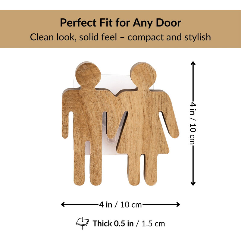 Plaque de porte de salle de bain en bois beige, Beige