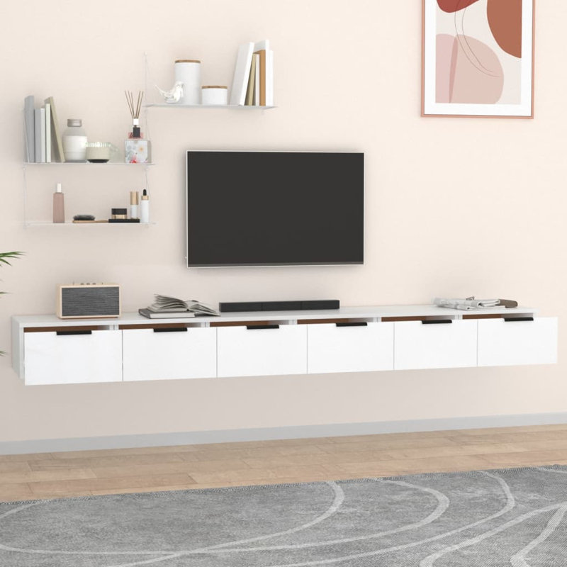 6 Piece Floating Shelf, White
