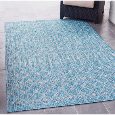 Outdoor Preen Area Rug Blue Green Color