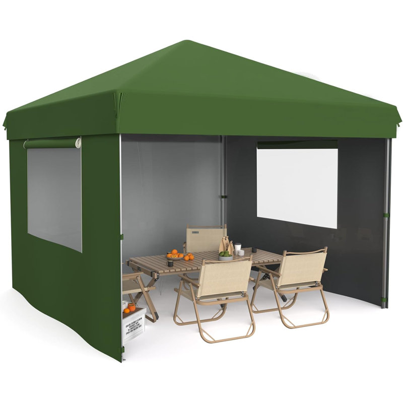 10x10 Pop Up Canopy Tent Outdoor Canopy One-Person Set Up Heavy Duty Commercial Instant Tent Shelter, Green