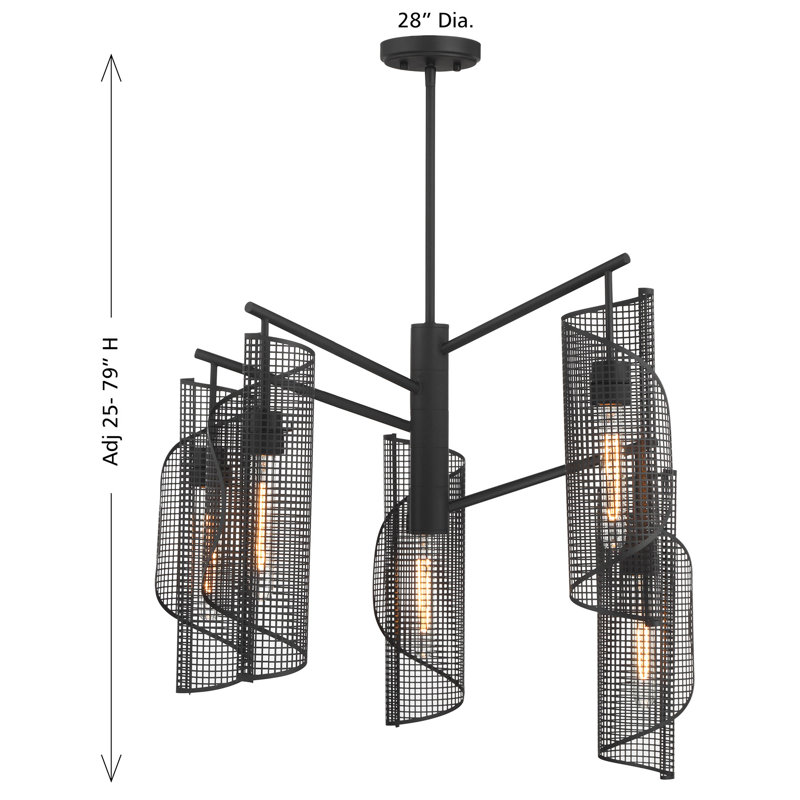 Nygaard 5-Light Chandelier in Matte Black, Matte Black