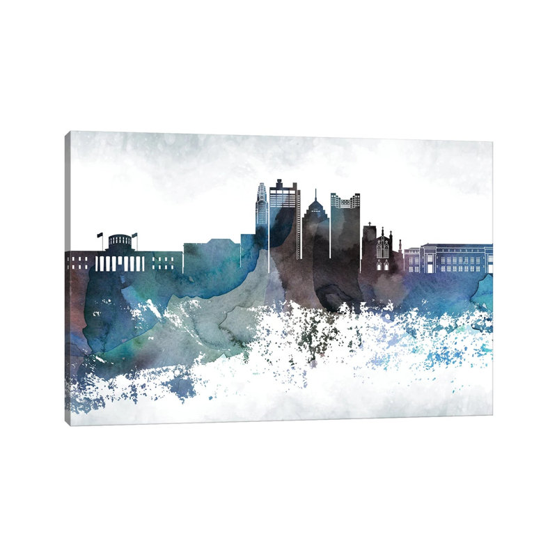 Columbus Bluish Skyline by WallDecorAddict - Wrapped Canvas Print, 66.04cm H x 101.6cm W x 1.91cm D