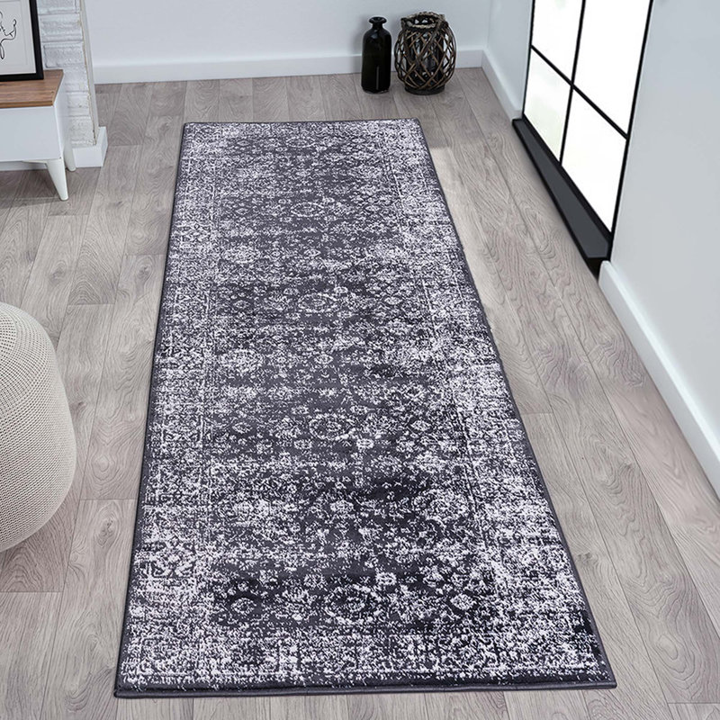 Tapis persan tissé délavé rétro, Tapis de couloir 2 pi 7 po x 7 pi 4 po