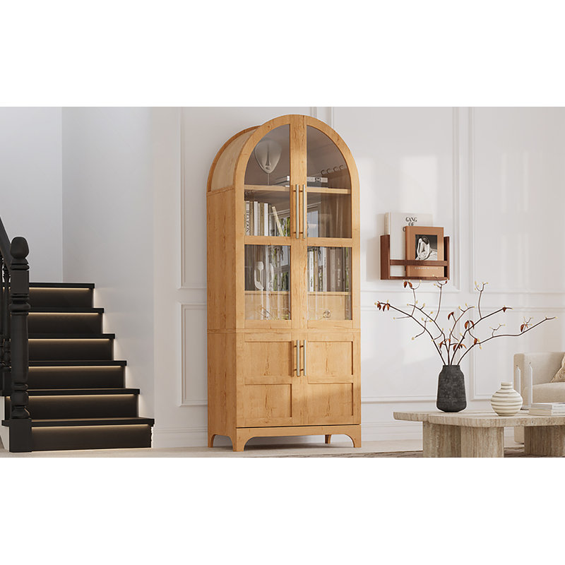 Armoire de cuisine arquée avec tiroir caché, armoire de rangement avec tablettes réglables pour la cuisine et la salle à manger