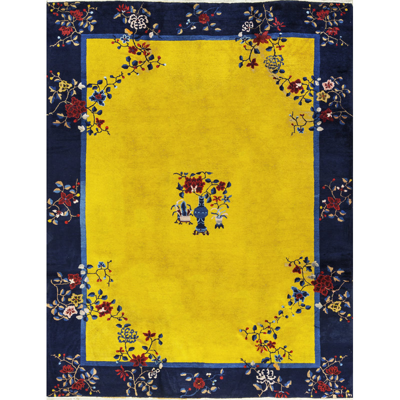 Art Deco Wool Floral Area Rug