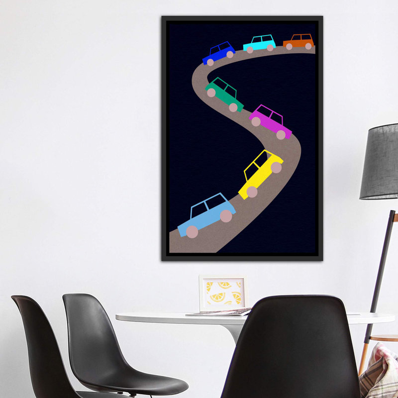 Circulation par Rosi Feist - impression d'art graphique, Toile avec cadre noir, Pas de tapis, H 60 po x l 40po x P 1,5 po
