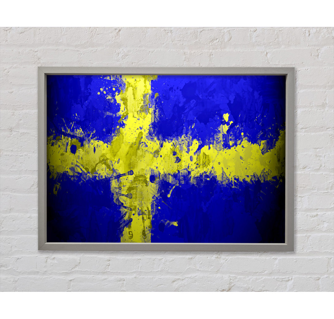 Schweden Grunge Flagge - Einzelner Bilderrahmen Kunstdrucke auf Leinwand