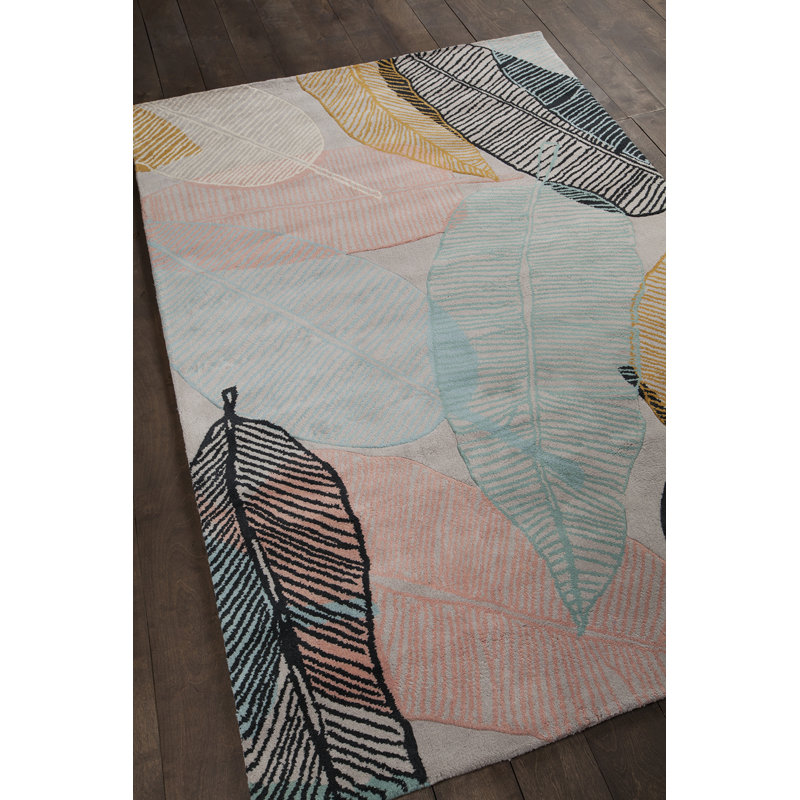 Tapis bleu/orange/noir en laine touffeté à la main Hartwick, 5 pi x 7 pi 6 po