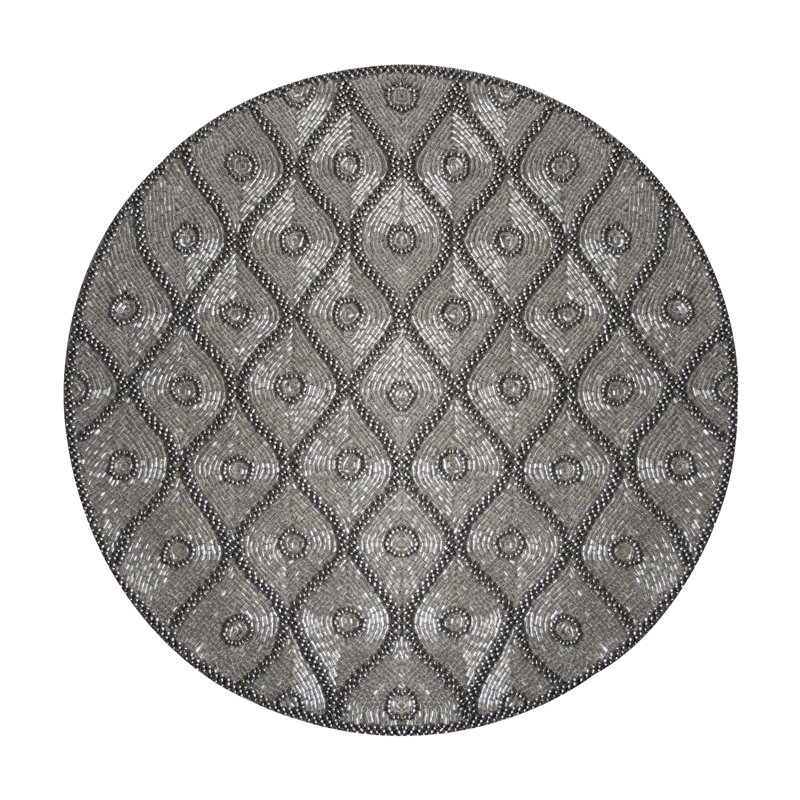 Ensemble de napperons perlés à la main avec motif symétrique scintillant pour une décoration de Noël luxueuse, Argent