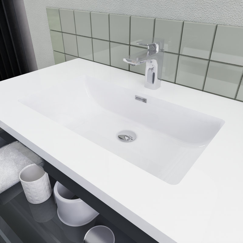 Alcester 71'' Double Bathroom Vanity with Resin Top, Gloss Gray