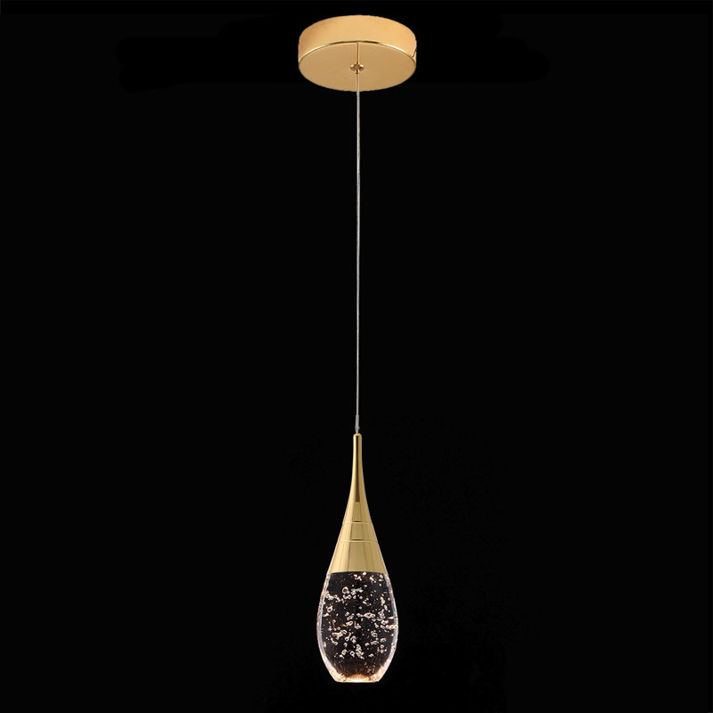Luminaire suspendu simple à 1 lumière Lykeisha, Bulle dorée