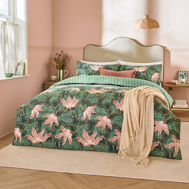 Luella Cotton Blend Floral Duvet Cover Set with Pillowcases Included, King Duvet Cover + 2 Standard Pillowcase