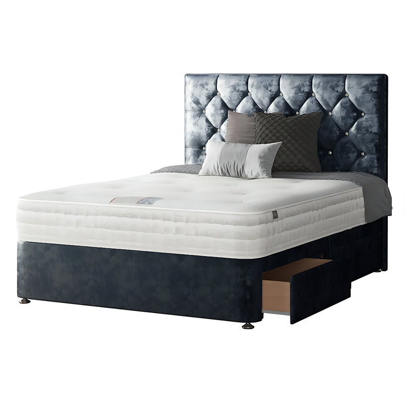Eberhardt Divan Bed Base, Black, Kingsize (5'), 2 Foot-end Drawers