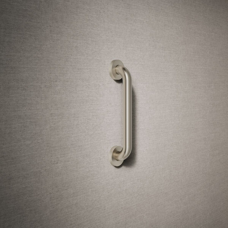Contemporary Grab Bar, 12"W, Vibrant Brushed Nickel