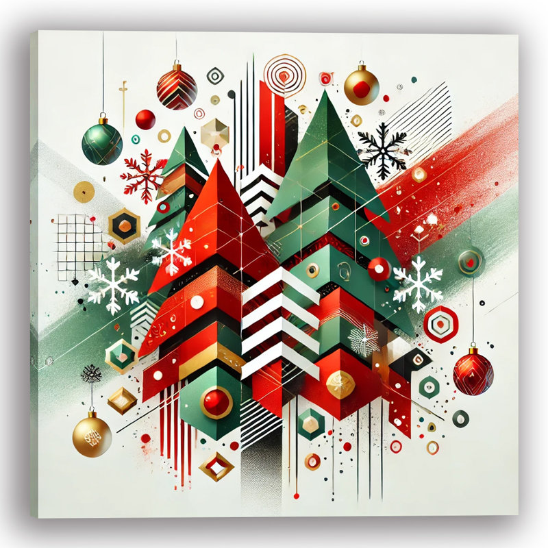 «Festive Geometric Holiday», art mural sur toile, H 12 po x l 12 po x P 1 po