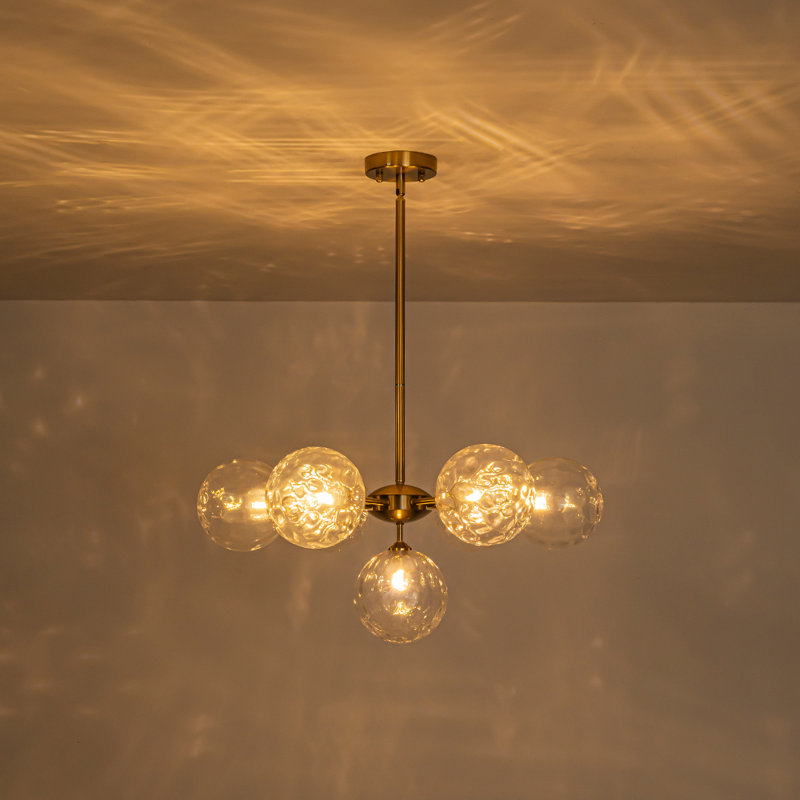 Eclectic Modern 7-Light Dimpled Glass Sphere Chandelier