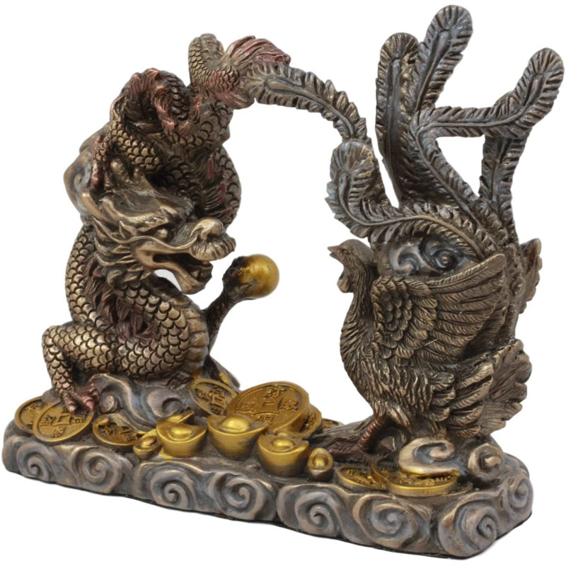 Figurine Arenado Yang Harmony Golden Dragon and Phoenix Talisman