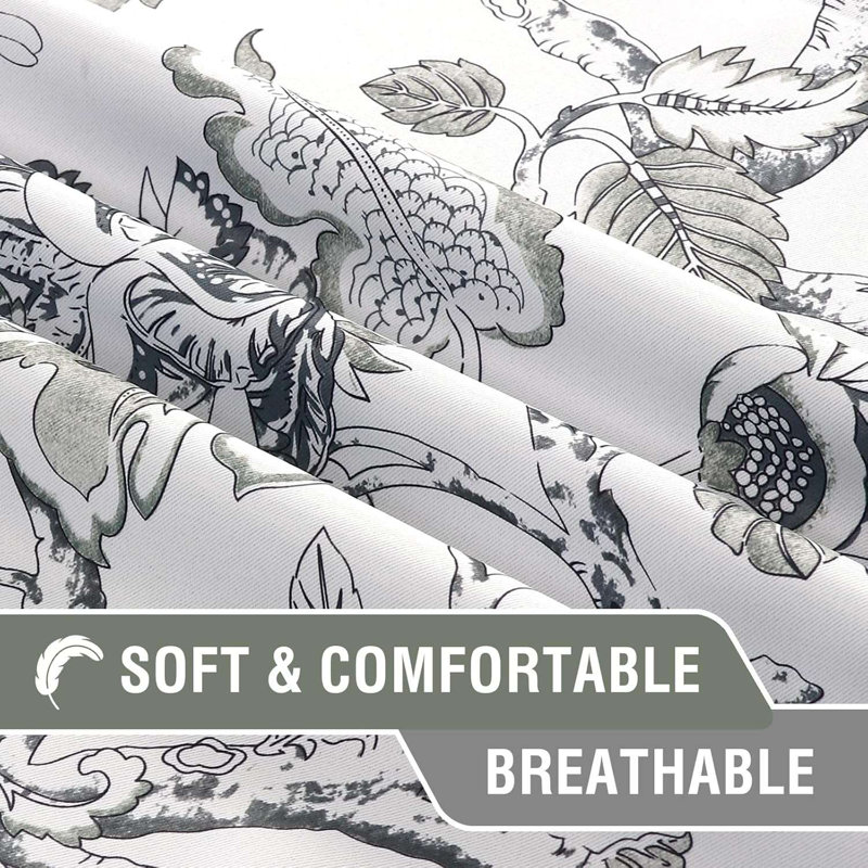 Blackout Curtains 2 Panels Set Floral Print Curtain Drapes for Living Room Thermal Insulated Grommet Window Curtains for Bedroom