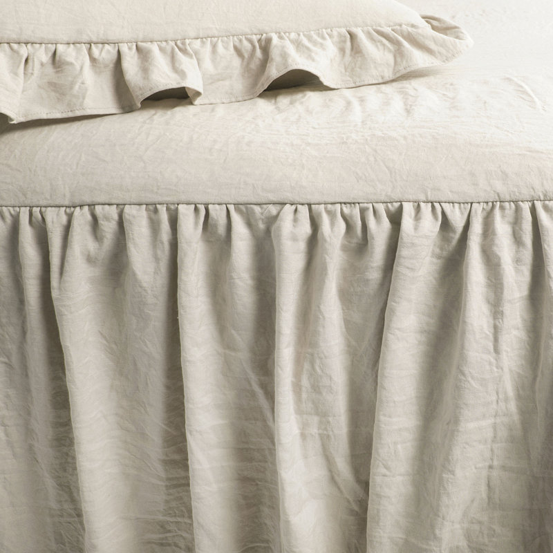 Neutral King Microfiber Ruffle Skirt Bedspread Set